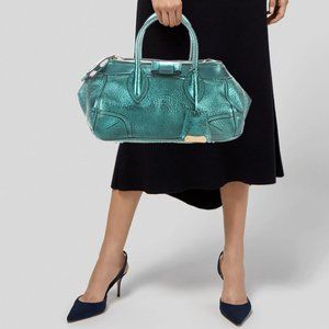 Burberry Prorsum The Blaze Metallic Blue Leather Handbag